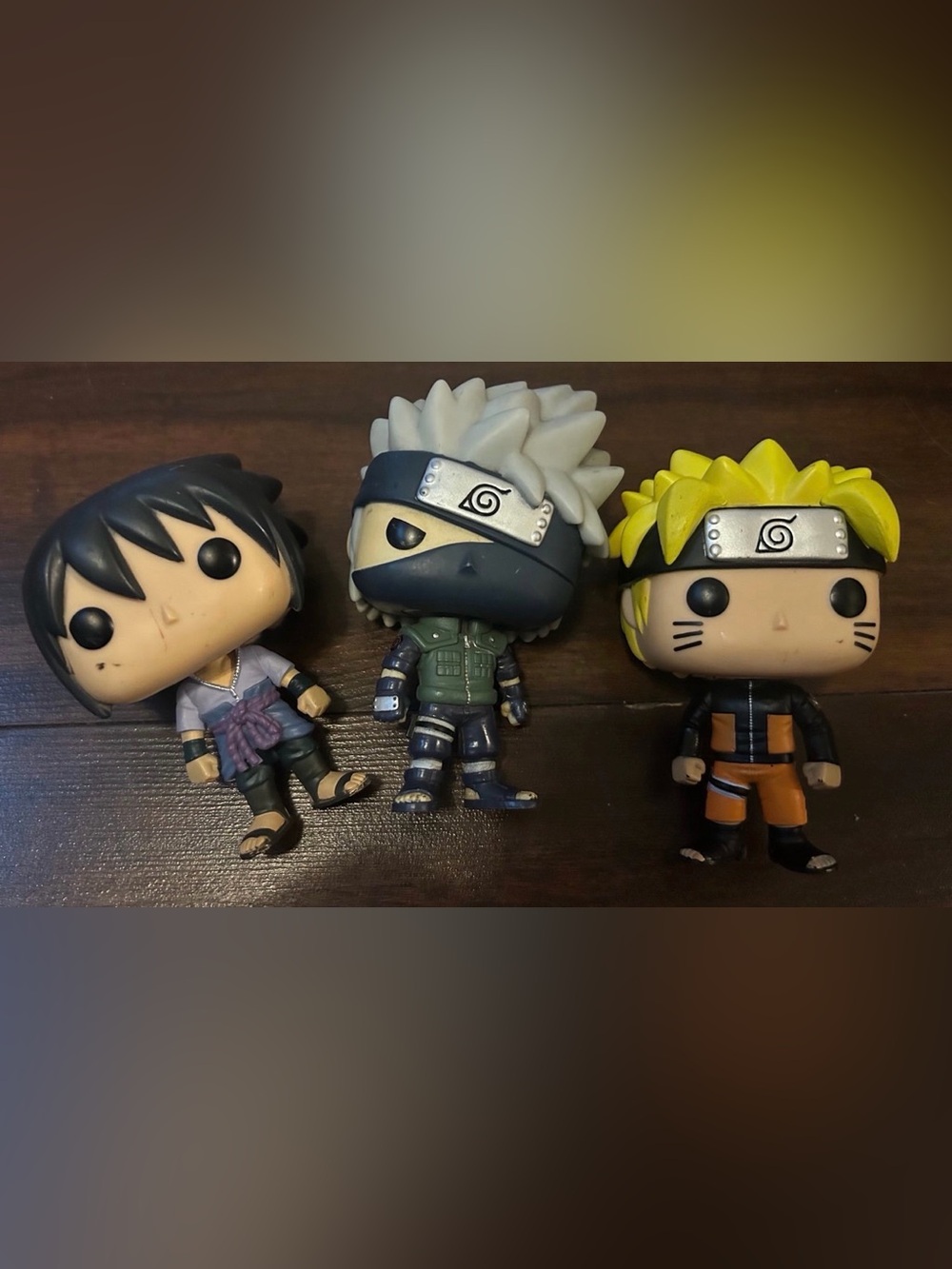 Funko Naruto, Sasuke & Kakashi Vinyl Figures - Yellow, Black, Gray
